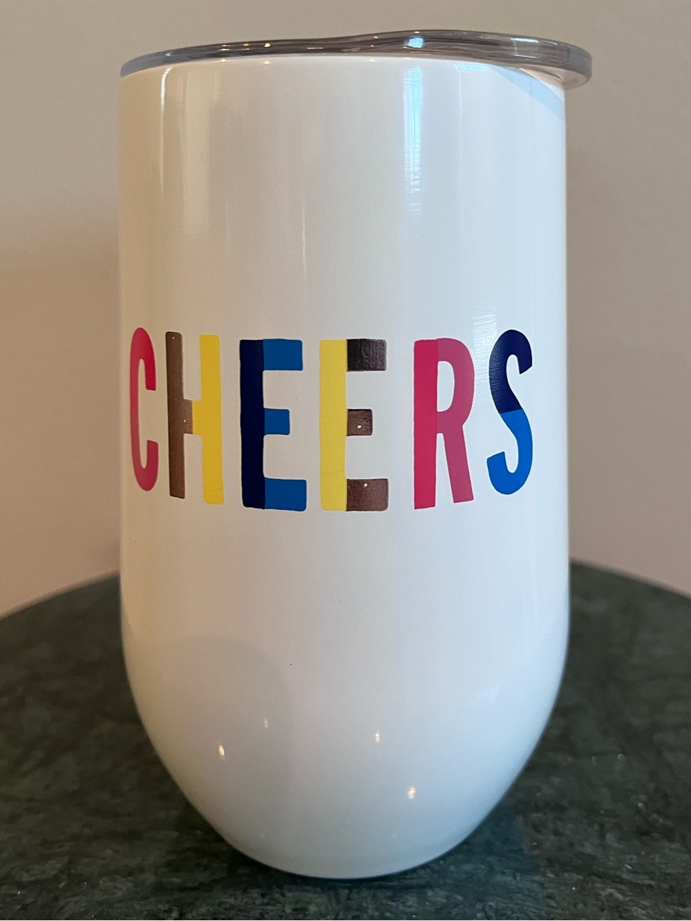 Kate Spade Insulated Tumbler Mug White Cheers Cup with Lid 12 oz